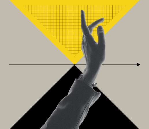 Decorative icon for behavioral change - hand interacting with data